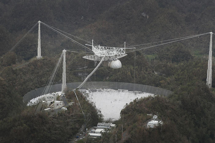 The Arecibo Observatory in Puerto Rico is seen after Hurricane Maria hit it in September 2017.