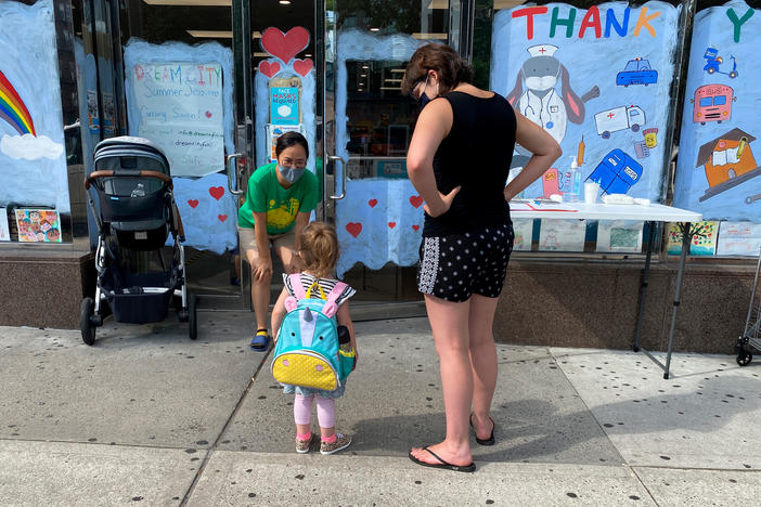 A drop-off at a day care last month in the Queens borough of New York City.