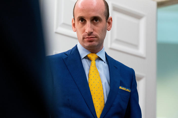 Stephen Miller, White House senior adviser for policy, listens during a meeting in the Oval Office of the White House in Washington, D.C., on July 15.