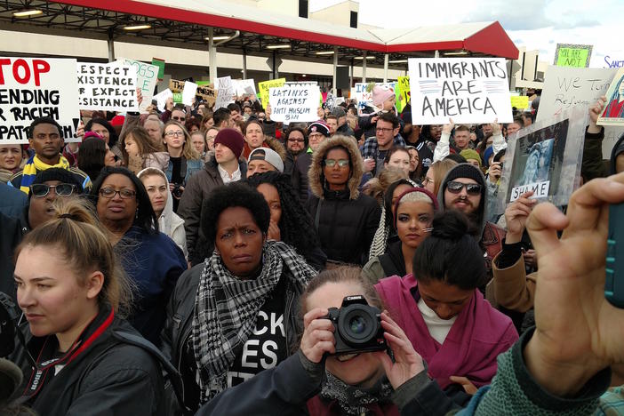 Demonstrators at Hartsfield-Jackson Atlanta International Airport in Atlanta on Jan. 29, 2017.