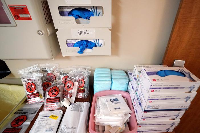 PPE and medical supplies are piled up at a wing at United Memorial Medical Center in Houston. Demand for such equipment has remained high months into the pandemic.