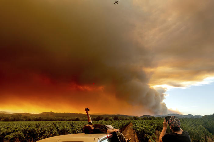 Northern California's LNU Lightning Complex fire burns on Thursday.