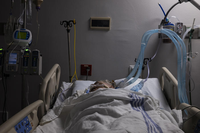 A COVID-19 patient in the intensive care unit at United Memorial Medical Center in Houston on July 28.