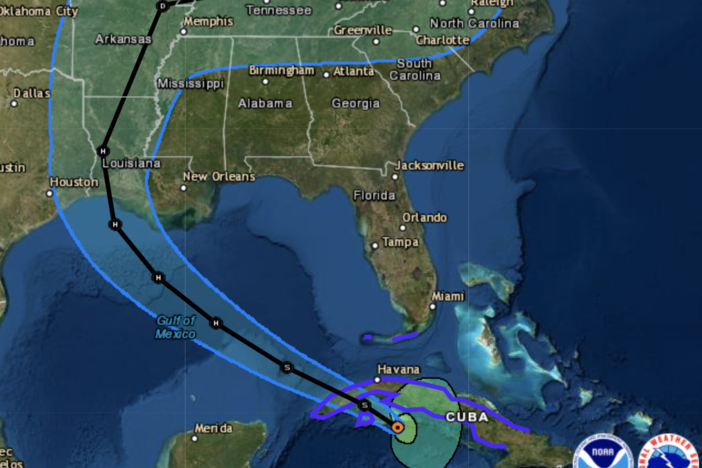 Tropical Storm Laura will become a hurricane by early Tuesday, forecasters say. The storm could make landfall near the Texas-Louisiana border — and it will remain dangerous as it moves inland.