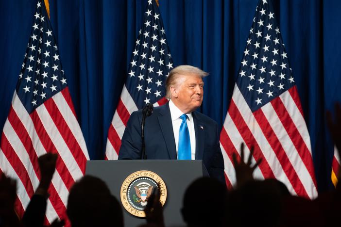 President Trump delivered lengthy remarks to delegates gathered in Charlotte, N.C., on the first day of the Republican National Convention.
