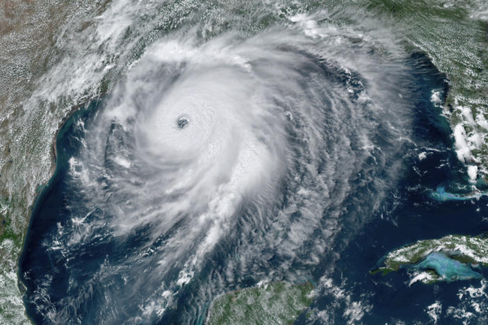 Hurricane Laura approaches the Gulf Coast of the U.S. on Wednesday. The storm rapidly intensified before it made landfall.