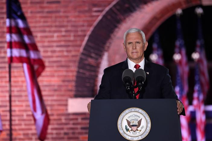 Vice President Pence speaks during the third night of the Republican National Convention at Fort McHenry National Monument in Baltimore on Wednesday.