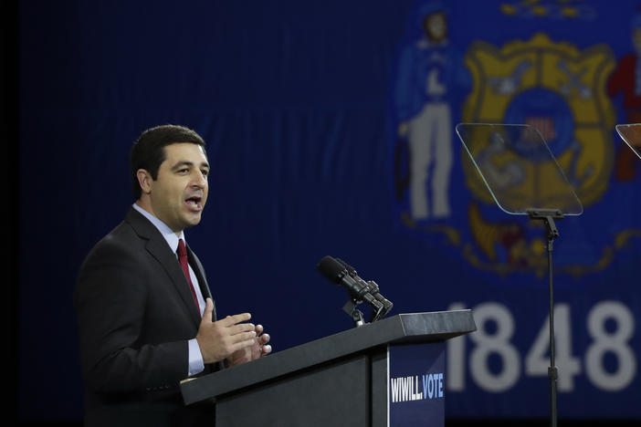 Josh Kaul, then a candidate for Wisconsin attorney general, speaks at an October 2018 rally in Milwaukee. Kaul's office has faced criticism for its investigation into the shooting of Jacob Blake.
