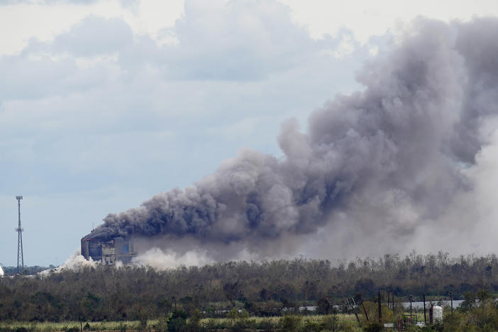 Hurricane Laura caused a fire at a chemical plant owned by BioLab in Westlake, La. The plant manufactures chemicals for swimming pools.