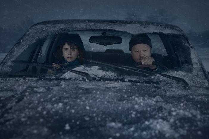 Snow Way Out: A couple (Jessie Buckley and Jesse Plemons) takes a long road trip during a snowstorm in <em>I'm Thinking of Ending Things</em> on Netflix.