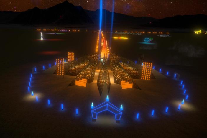 The Multiverse Ethereal Empyrean Experience, by Laurence "Renzo" Verbeck and Sylvia Adrienne Lisse, was selected as the official Black Rock City Temple for 2020.