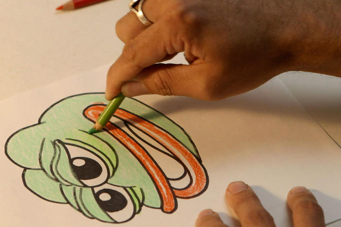 Cartoonist Matt Furie sketches out his creation, Pepe the Frog. The new documentary <em>Feels Good Man</em> shows how the frog went from innocent cartoon character to powerful political tool.
