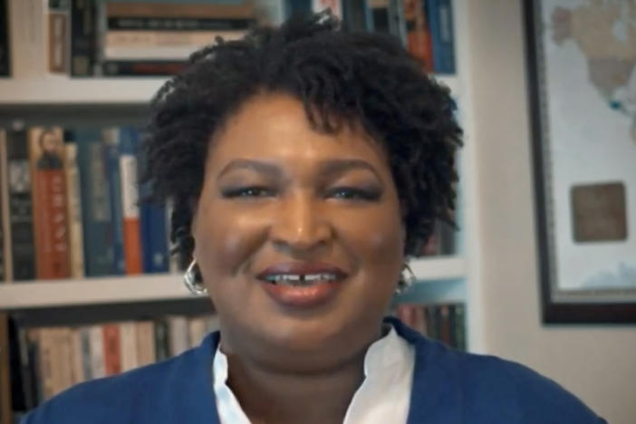 "We should not live in a nation where your access to democracy depends on your celebrity, your wealth, or your ZIP code," says Stacey Abrams. Above, the former Georgia gubernatorial candidate addresses the virtual Democratic National Convention on Aug. 18.