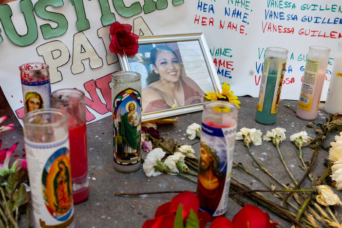 A picture of Army Spc. Vanessa Guillen is seen in Washington, D.C., in July. Congress is launching an investigation into her killing and other deaths at Fort Hood.