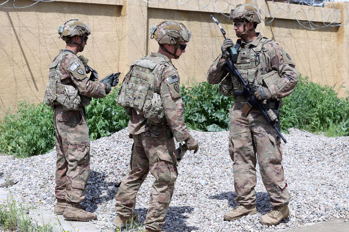 U.S. troops participated in a March handover to the Iraqi army in Kirkuk, Iraq. The U.S. plans to draw down its troop numbers in the country this month.