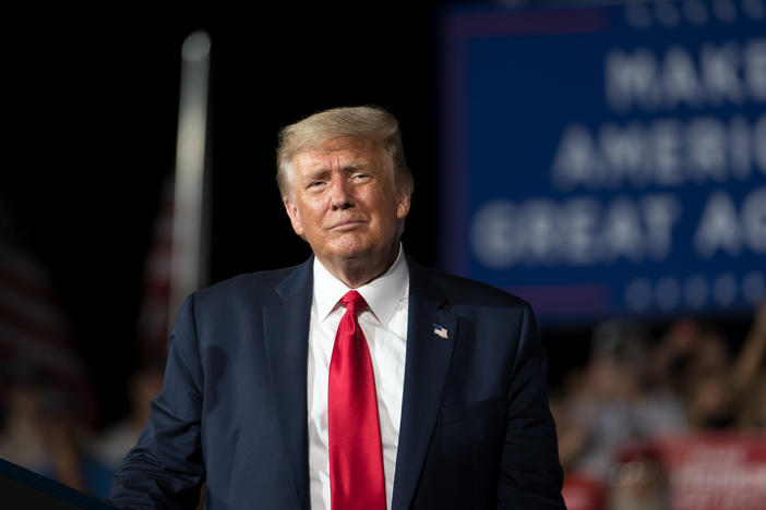 President Trump addresses supporters Tuesday at a campaign rally in Winston Salem, N.C.