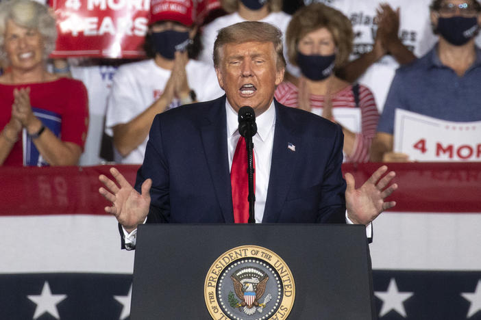 President Trump addresses a campaign rally Tuesday in Winston-Salem, N.C.