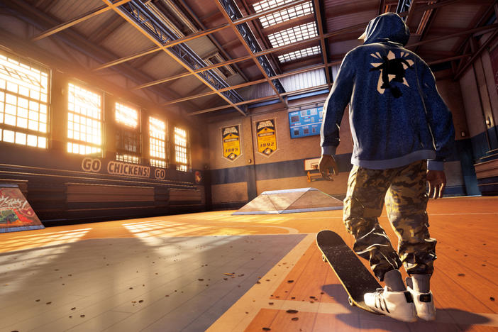 The avatar of professional skateboarder Kareem Campbell, in a still from <em>Tony Hawk's Pro Skater 1+2</em>.