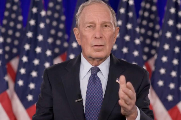Mike Bloomberg, seen here giving an address during last month's virtual Democratic National Convention, has pledged a big sum to help Joe Biden win Florida.
