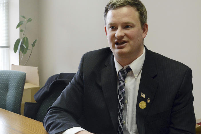 South Dakota Attorney General Jason Ravnsborg speaks in Sioux Falls, S.D., in February 2014. Ravnsborg struck and killed a pedestrian Saturday night.