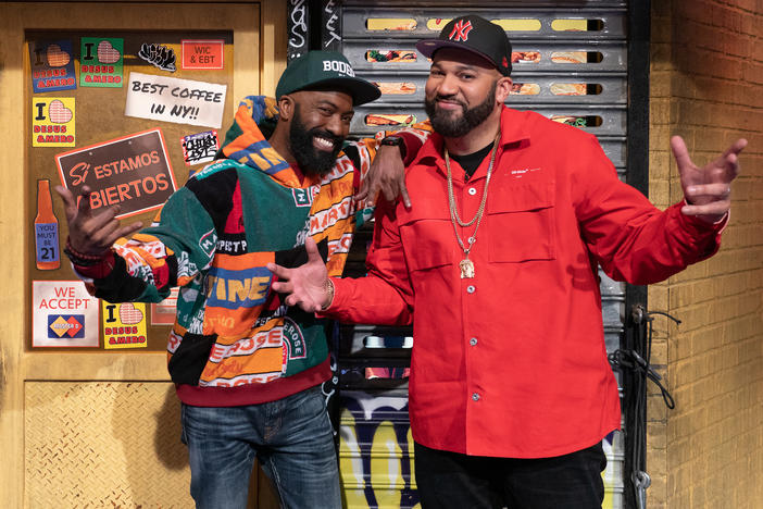 (L-R) Desus Nice and The Kid Mero in DESUS & MERO "Su-Su-Sucio". Photo Credit: Greg Endries/SHOWTIME.