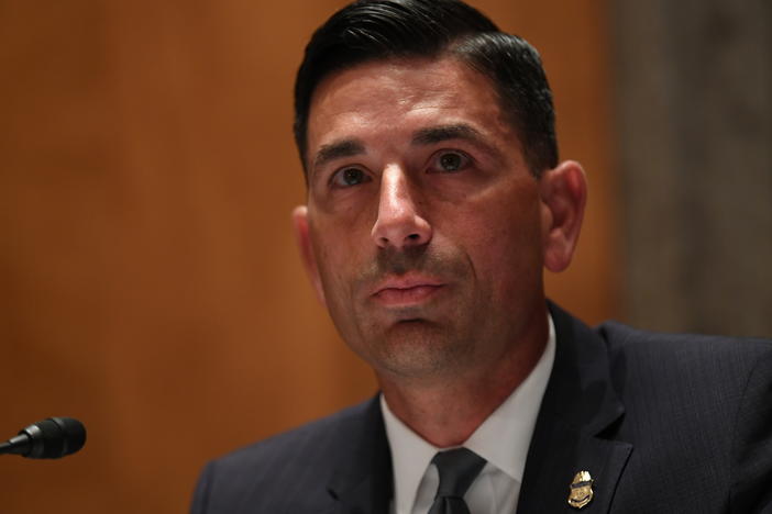 Acting Homeland Security Secretary Chad Wolf, pictured on Aug. 6, did not appear at a House threats hearing on Thursday despite a subpoena for his appearance.