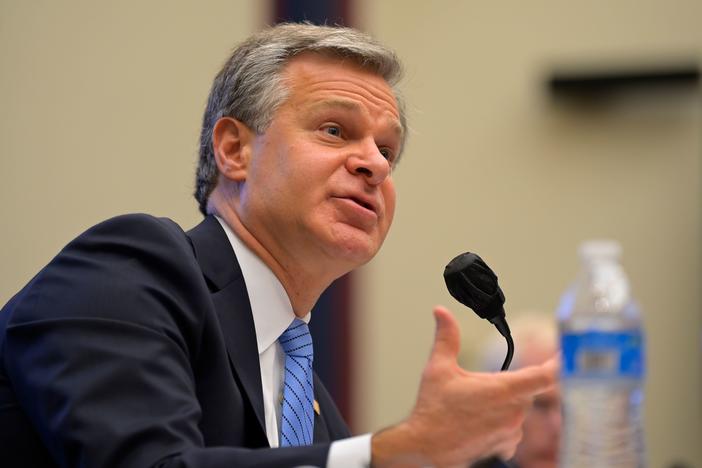 FBI Director Christopher Wray testifies before a House Homeland Security Committee hearing on Thursday.