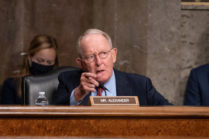 Tennessee Republican Sen. Lamar Alexander speaks at a Senate hearing Wednesday.