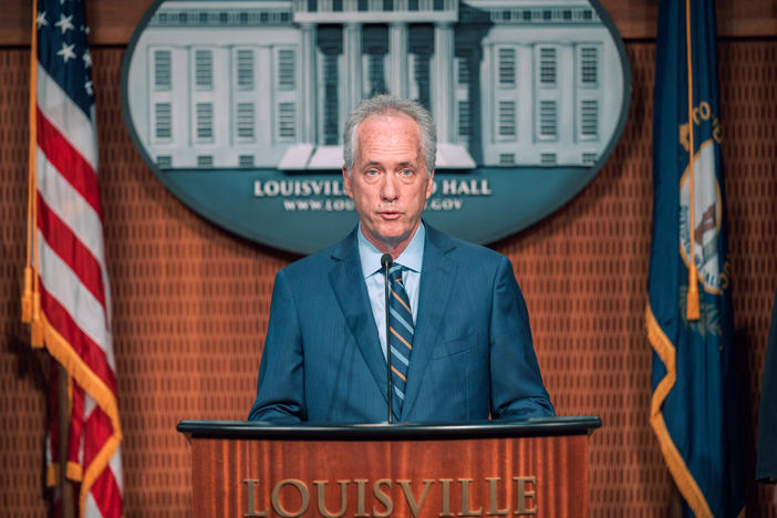 Louisville, Ky., Mayor Greg Fischer, here at a press conference this month, says he has no insight about when the state attorney general will make an announcement in the Breonna Taylor case but says the city must be prepared.