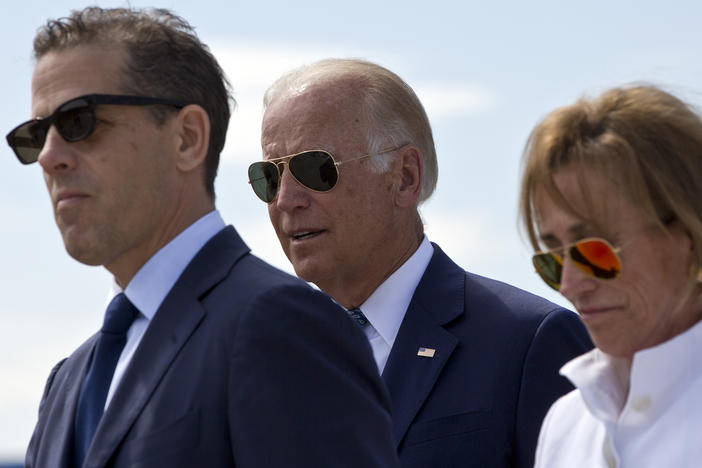Joe Biden, center, his son Hunter Biden and his sister Valerie Biden Owens in 2016. Hunter Biden is the subject of a new GOP report.