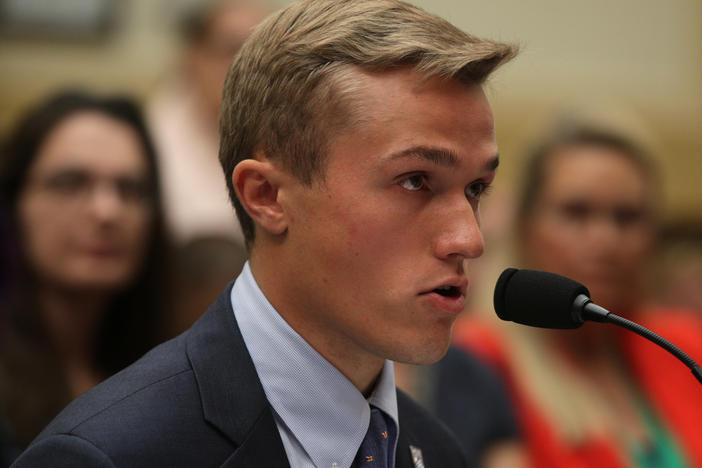 Benji Backer, president of the American Conservation Coalition, testifies about climate change during a U.S. House hearing in 2019.