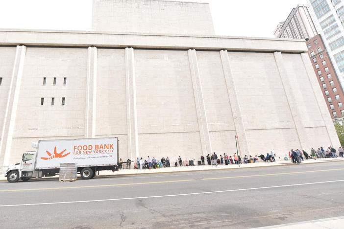 Food Bank For New York City hosts a pop-up food pantry during Hunger Action Month at Lincoln Center on September 24, 2020.