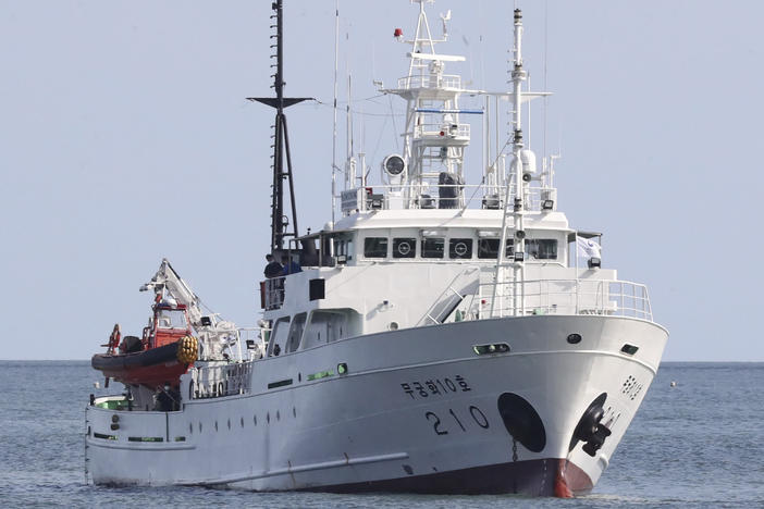 A South Korean fisheries patrol boat seen off Yeonpyeong Island on Thursday, near North Korean waters. South Korean officials say a fisheries inspector working on the boat disappeared Monday and was killed by North Korean troops.