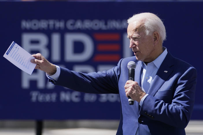 Democratic presidential candidate Joe Biden speaks this week during a campaign stop in Charlotte, N.C.