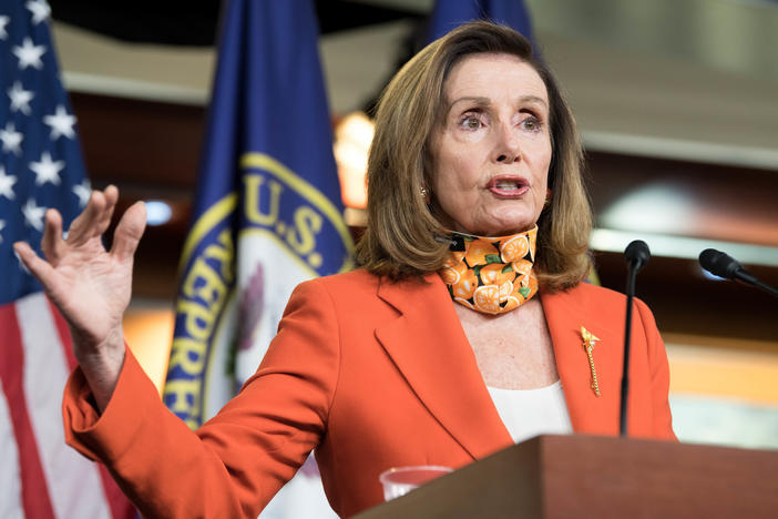 House Speaker Nancy Pelosi, D-Calif., seen here during a press conference Thursday, has criticized President Trump for trying to quickly fill a Supreme Court vacancy before the court hears a case on the Affordable Care Act.