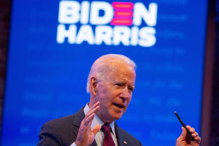 Democratic presidential nominee Joe Biden speaks Sunday about President Trump's nomination of Amy Coney Barrett to the Supreme Court.