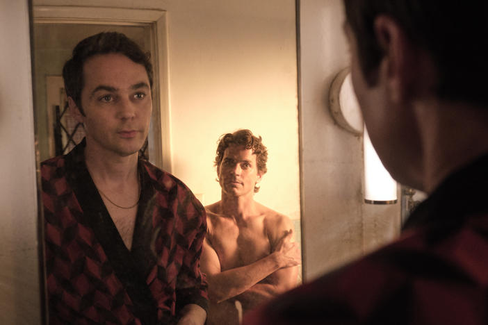 "Mirror, mirror, on the wall, who's the fairest ... you know what, never mind. I'm good." Michael (Jim Parsons) and Donald (Matt Bomer) in <em>The Boys in the Band.</em>