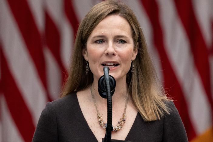 Judge Amy Coney Barrett speaks after President Donald Trump announced her as his nominee to the Supreme Court, in the Rose Garden at the White House on Sept. 26.