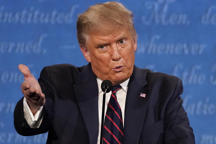 President Trump gestures while speaking during the first presidential debate on Tuesday, at Case Western University and Cleveland Clinic, in Cleveland.