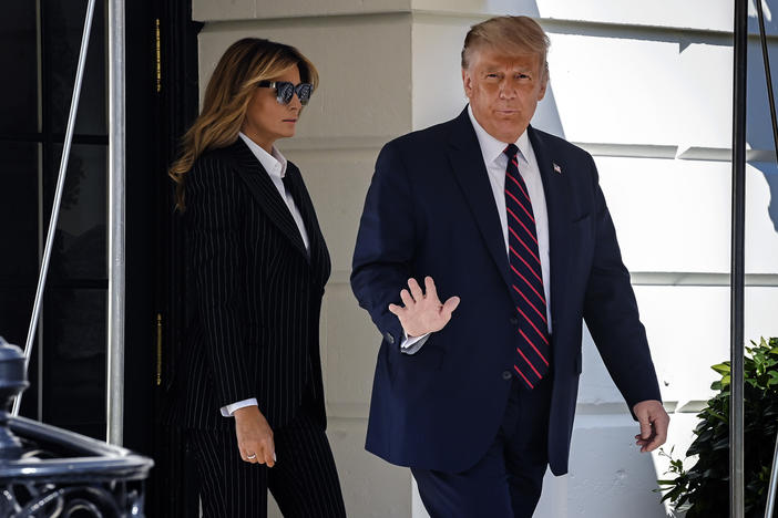 President Trump and first lady Melania Trump leave the White House on Tuesday for the first presidential debate. The president announced early Friday that he and the first lady have tested positive for the coronavirus.