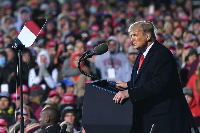 President Trump holds a campaign rally at Duluth International Airport in Duluth, Minn., on Wednesday.