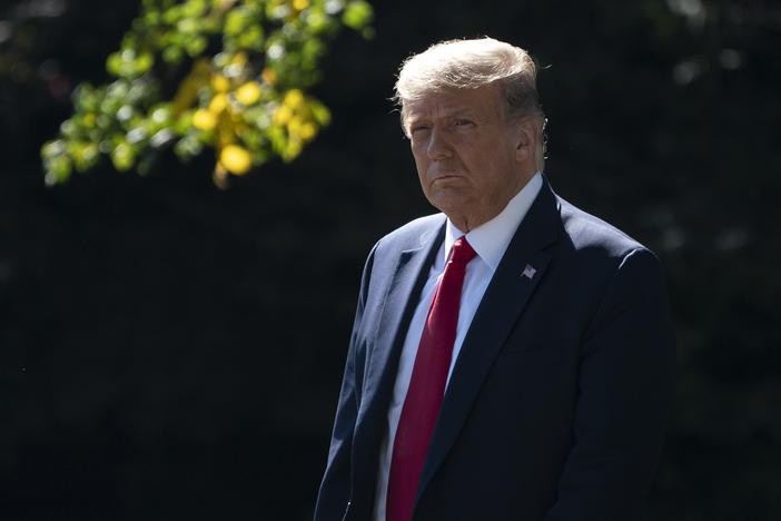 A contentious scenario could play out if President Trump disagrees with assessments of his ability to perform in office, says John Fortier, former executive director of the Continuity of Government Commission. Trump is seen here preparing to leave the White House earlier this week for a fundraising event and campaign rally in Minnesota.