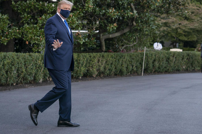 U.S. President Donald Trump before being taken to Walter Reed National Military Medical Center.