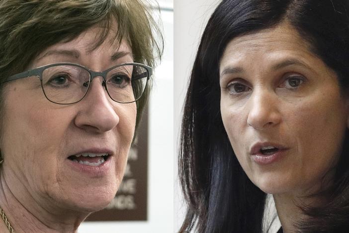 Republican U.S. Sen. Susan Collins (left) of Maine faces a tough challenge from Democratic Maine House Speaker Sara Gideon.