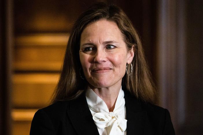Judge Amy Coney Barrett, pictured on Capitol Hill on Oct. 1, is participating in her Supreme Court confirmation hearings this week.