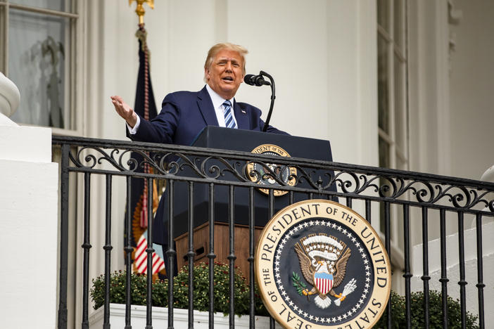 President Trump addressed a rally on Saturday, nine days after he tested positive for the coronavirus. Several health experts told NPR that based on what Trump's doctors have said about Trump's coronavirus experience, he's likely no longer contagious.
