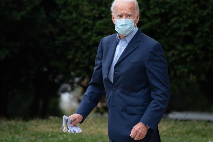 Democratic presidential nominee Joe Biden, seen leaving St. Ann's Church in Wilmington, Del., on Sunday, has declined in recent days to say whether he would attempt to add justices to the Supreme Court, if he's elected president.