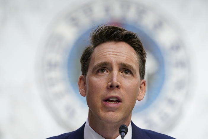 Sen. Josh Hawley, R-Mo., speaks Monday during a confirmation hearing for Supreme Court nominee Amy Coney Barrett.