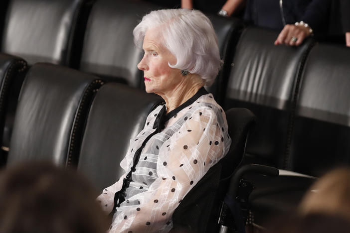 Roberta McCain, the mother of late U.S. Senator John McCain, is seated prior to ceremonies honoring him in the Capitol Rotunda, Aug. 31, 2018
