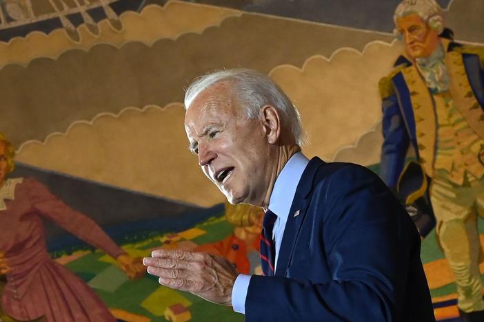 Democratic presidential nominee Joe Biden, seen here at a campaign event in Cincinnati, Ohio, on Monday, told a local TV station he is "not a fan" of court packing.
